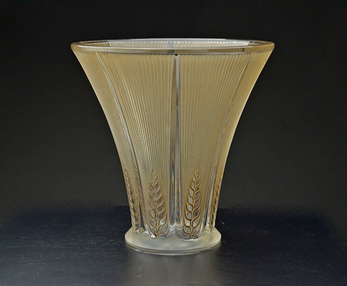 【YB】RENE LALIQUE ルネ・ラリック 花瓶『EPIS』1931年の作品・レゾネ Felix Marcilhac No.1077に掲載あり。★西洋アンティークSG112_画像5