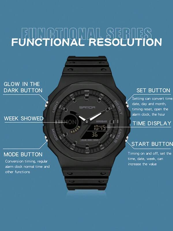 腕時計 メンズ デジタル 男性用腕時計 1個 サンダトップブランド 字型クォーツ腕時計、デジタル表示、防水・アウトドアスポーツに適_画像7
