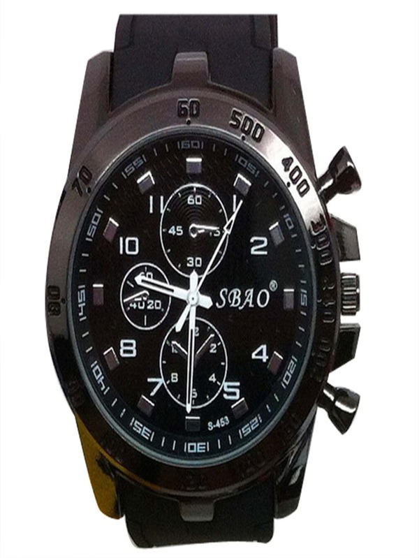 腕時計 メンズ クォーツ 1個 ブラック ゴムストラップ ビジネス ラウンド , 日常 ダイヤルクォーツウォッチ_画像1