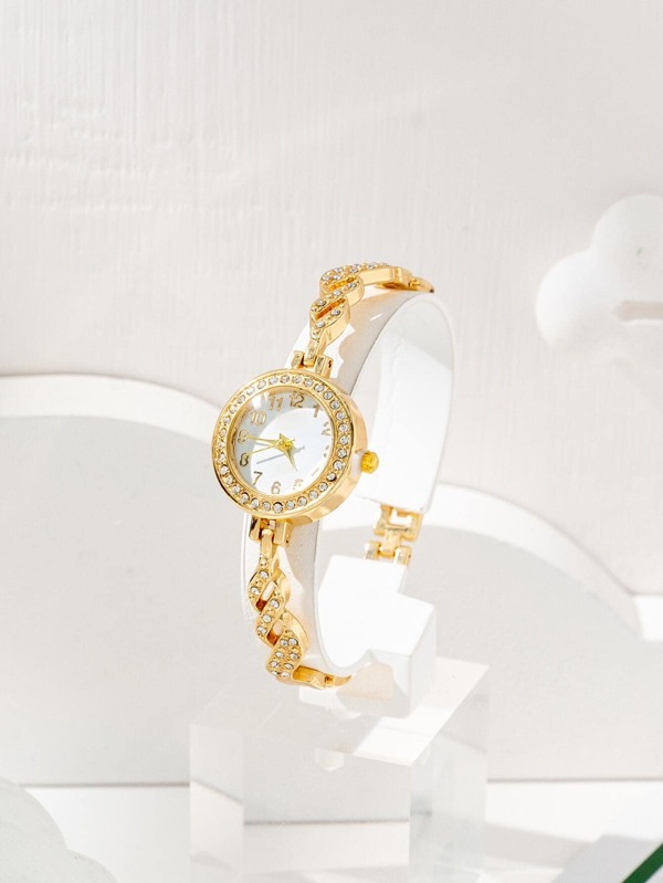 腕時計 レディース クォーツ ラインストーン装飾 ラウンドポインター クオーツ腕時計 ホリデー用_画像5