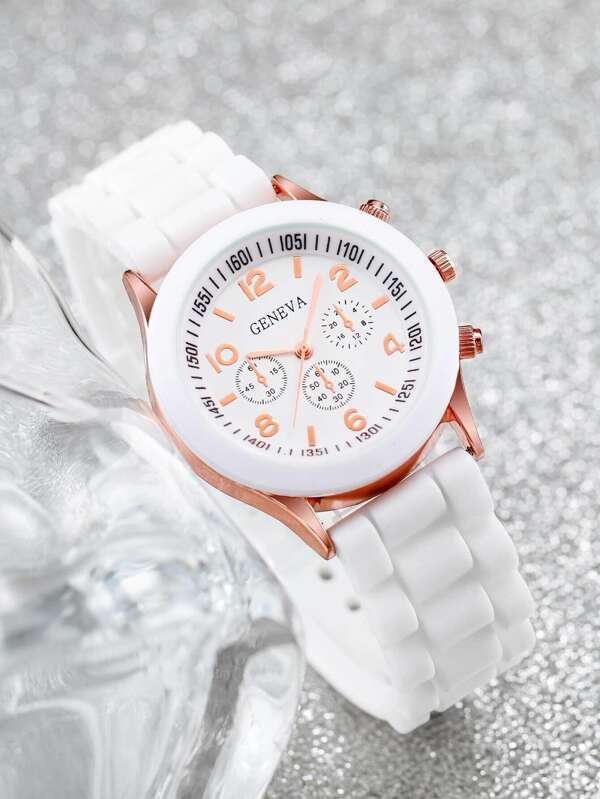 腕時計 レディース セット 2 個のカップル ホワイト & ピンク亜鉛合金ストラップ カジュアル ラウンド ダイヤル クォーツ時計_画像3