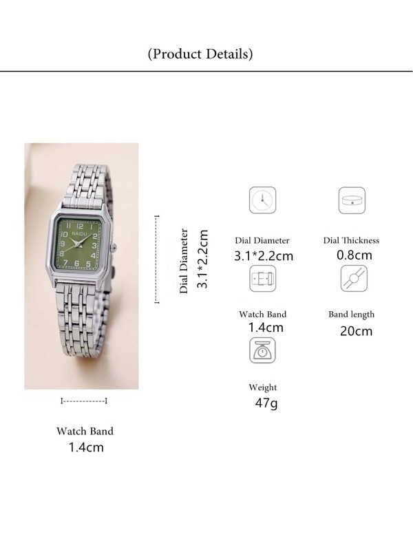 腕時計 レディース セット 2 ピース/セットファッショナブルな長方形ローマ数字クォーツ女性のスチールベルト腕時計_画像2