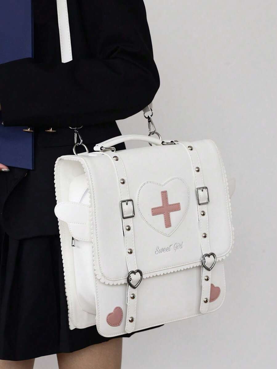 レディース バッグ バックパック 2年の天使の羽根のリュック、女の子のかわいい日本のコスプレロリータスタイルの制服用バッグ、ハート_画像6