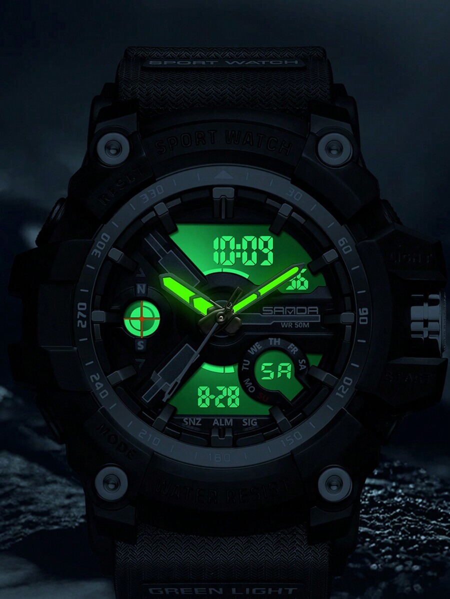 腕時計 メンズ クォーツ 男性用腕時計 サンダトップ品質 デジタル時計 5気圧防水 アウトドア多機能スポーツ腕時計 デュアルディス_画像5