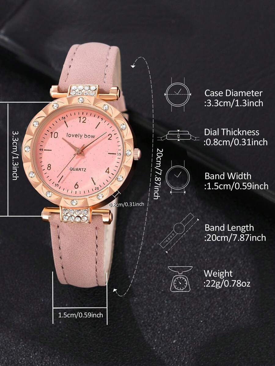 腕時計 レディース セット 6個セット 女性用腕時計 ピンク 腕時計本体は時計文字盤付き オーソドックスでカジュアルなファッション_画像2