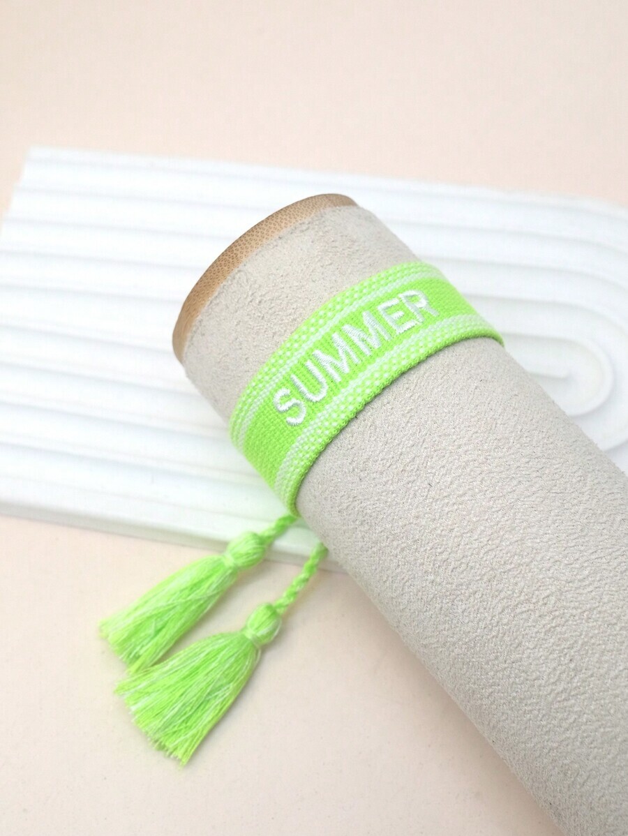 レディース ジュエリー ブレスレット ストリング 手作りボヘミアン刺繍ブレスレット夏のアルファベット一つ、手編み、日常着用および休_画像1