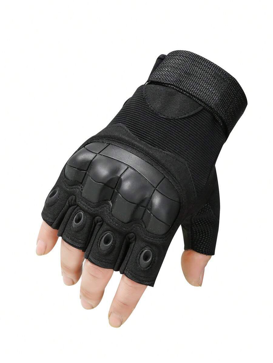 メンズ アクセサリー 手袋 1ペア ソフトシェル ハーフフィンガー オートバイグローブ、防滑機能あり_画像1