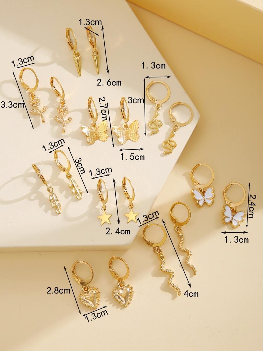  lady's jewelry earrings set 9 pair butterfly & snake equipment ornament earrings 