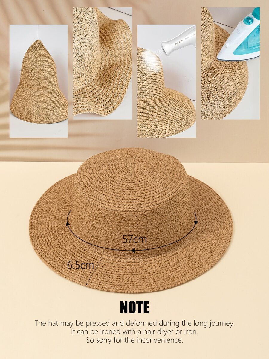 レディース アクセサリー 帽子 女性用夏のボヘミアンスタイルのカーキファッションフラットトップサンハット1個、日常、海辺、バケーシ_画像3