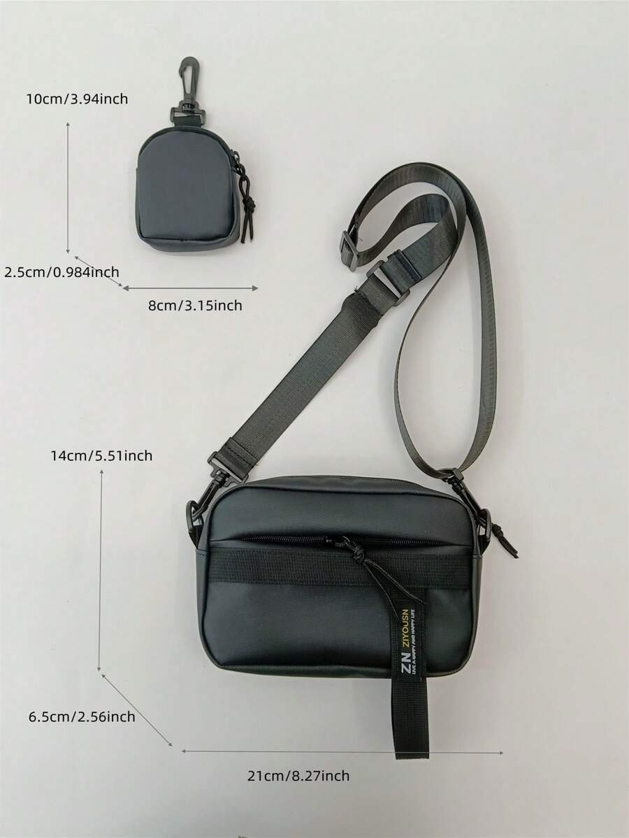 メンズ バッグ ショルダーパック マルチ機能 ソリッドカラー バッグ、コインケース付き、カジュアルな肩掛け、スリングバッグ、クロス_画像4