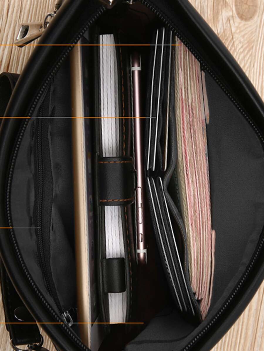 メンズ バッグ ハンドバッグ 新しいメンズ用柔らかいレザークラッチバッグ、大容量のビジネス＆カジュアルなエンベロープバッグ、ブラッ_画像3