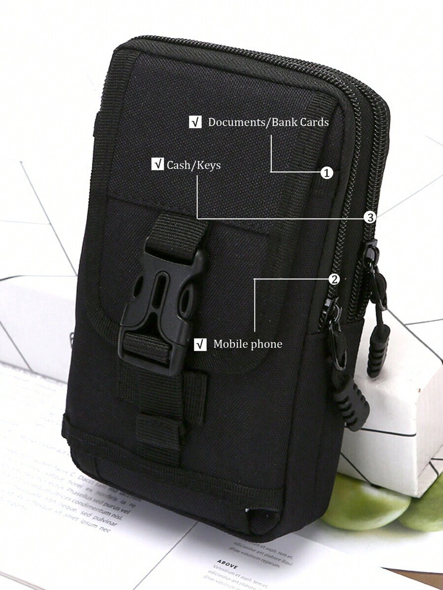 メンズ バッグ ウエストバッグ 男性用5インチ携帯電話バッグウエストバッグ、ベルトと共に使用可能、フリー登山バックルフック、ハンギ_画像5