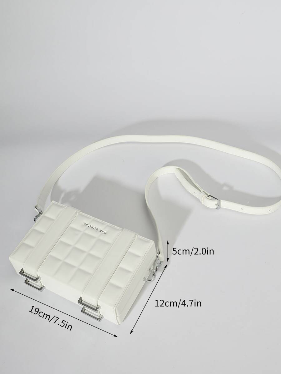 メンズ バッグ ショルダーパック 白色のミニボックスショルダーバッグ、レザーバッグ、防水スリングバッグ、クロスボディバッグ、サイド_画像2