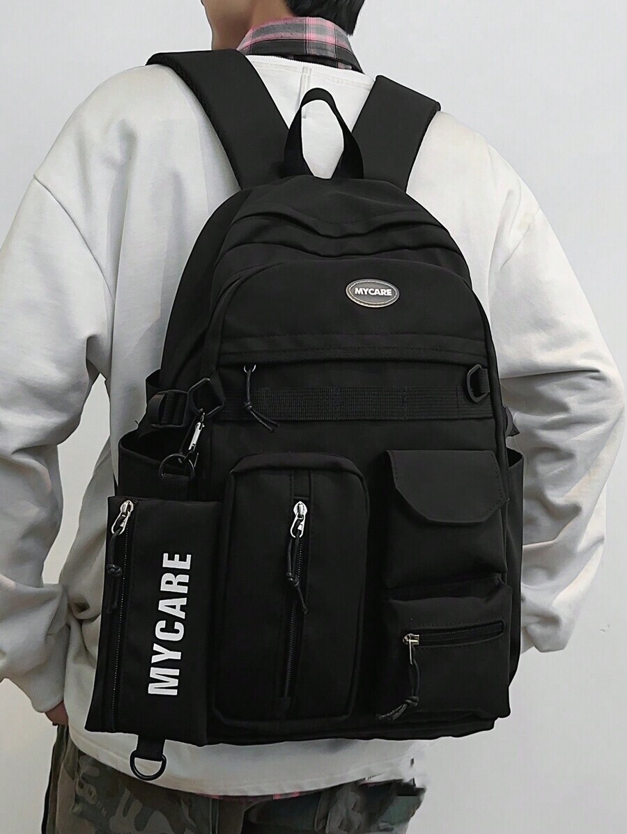 メンズ バッグ バックパック 男性用4シーズン防水ナイロンラップトップバックパック、ユニセックス用大容量旅行バッグ、マルチポケット_画像4