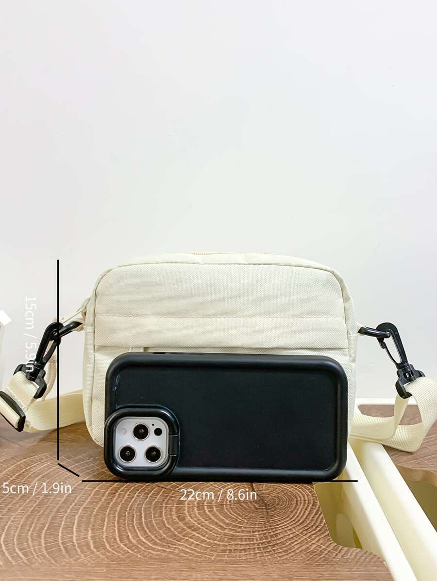 メンズ バッグ ショルダーパック おしゃれでシンプルなホワイト スクエア バッグ、ナイロン製の軽量防水ミニショルダーバッグ、旅行、_画像5