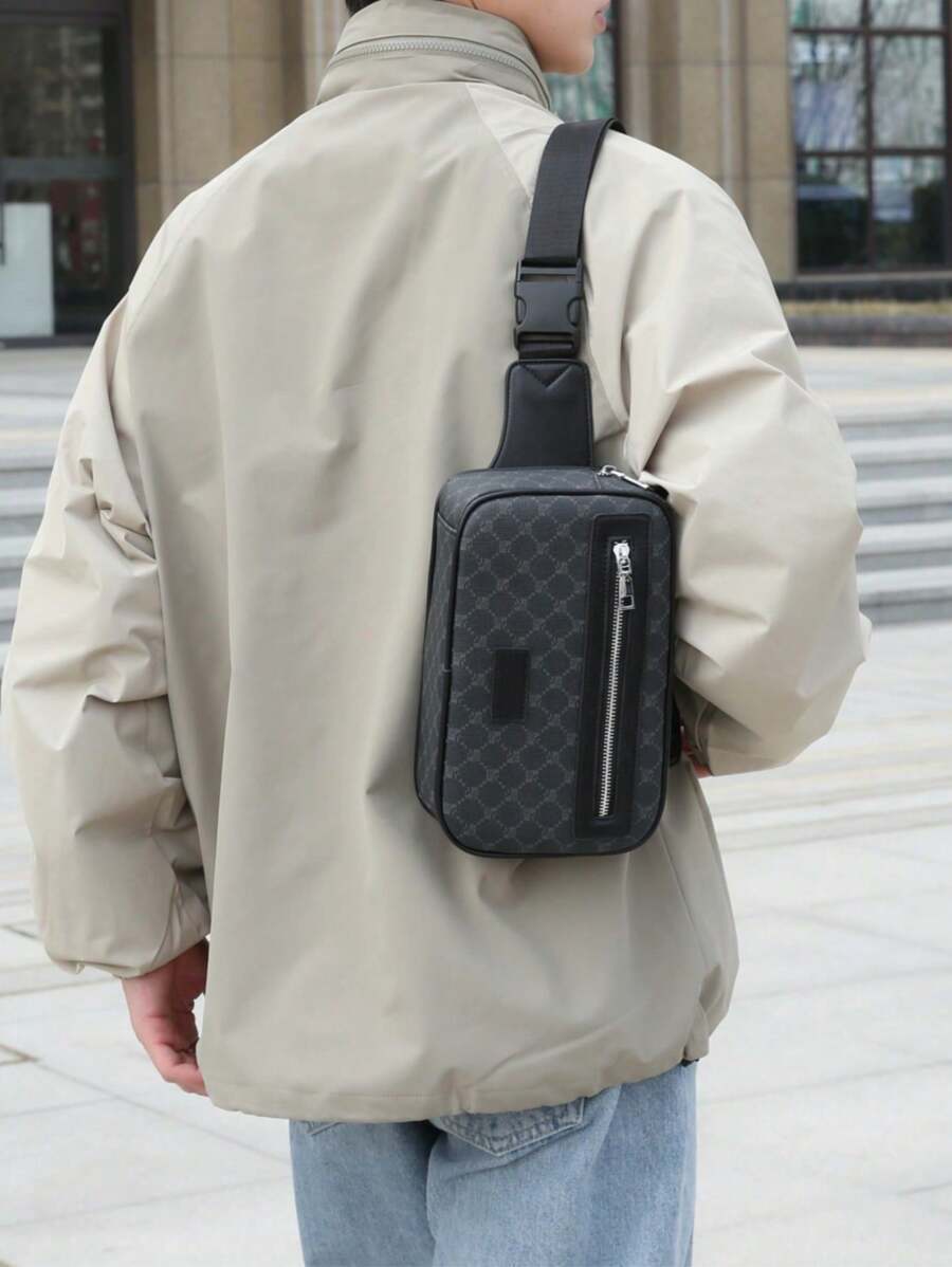 メンズ バッグ ショルダーパック 1個 男性用チェストバッグ/スリングバッグ/レッグバッグ、素材のアウトドア用カジュアルクロスボデ_画像1