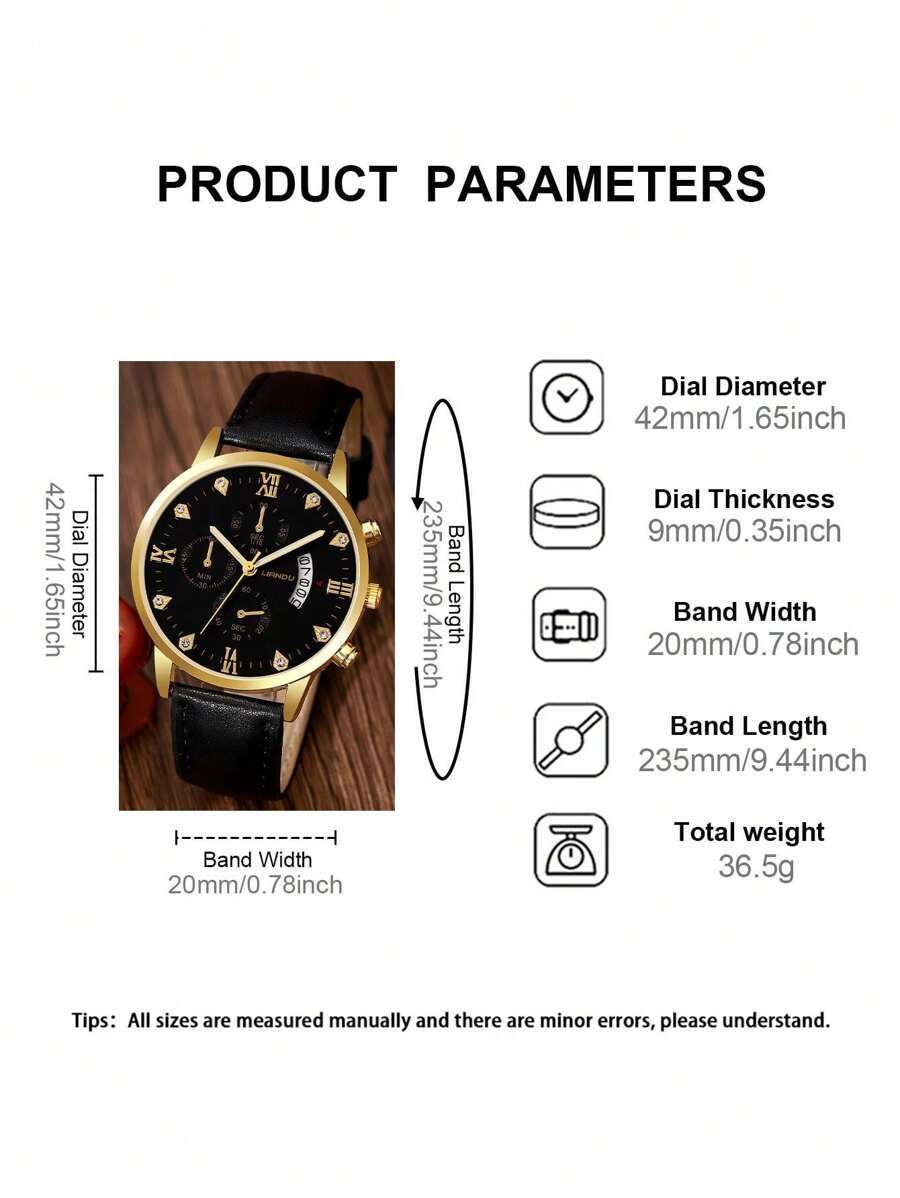 腕時計 メンズ クォーツ 輝石付き文字盤の男性用カジュアルカレンダー腕時計1個、石英時計、父の日ギフトに最適な男性用腕時計_画像2