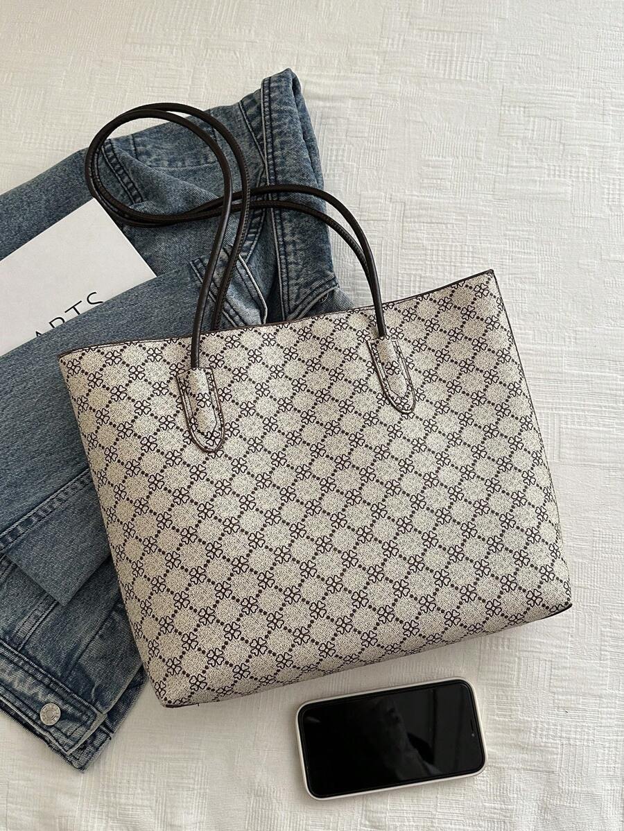 レディース バッグ セット 2個セットのシンプルでファッショナブルなショッピングバッグ、大容量のトートバッグとミニ財布、女の子や女_画像1
