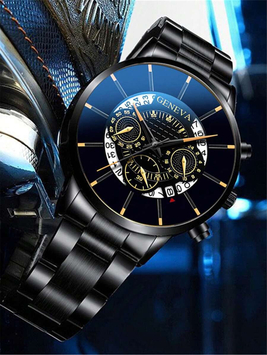 腕時計 メンズ クォーツ 男性用 トリプルダイヤル デイト クォーツウォッチ_画像3