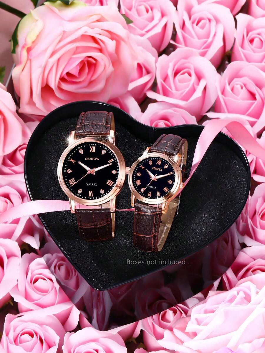 腕時計 ペアウォッチ カップル用時計 2個セット、ブラウンストラップ、カジュアルクオーツウォッチ、バレンタインデー、サンクスギビン_画像5