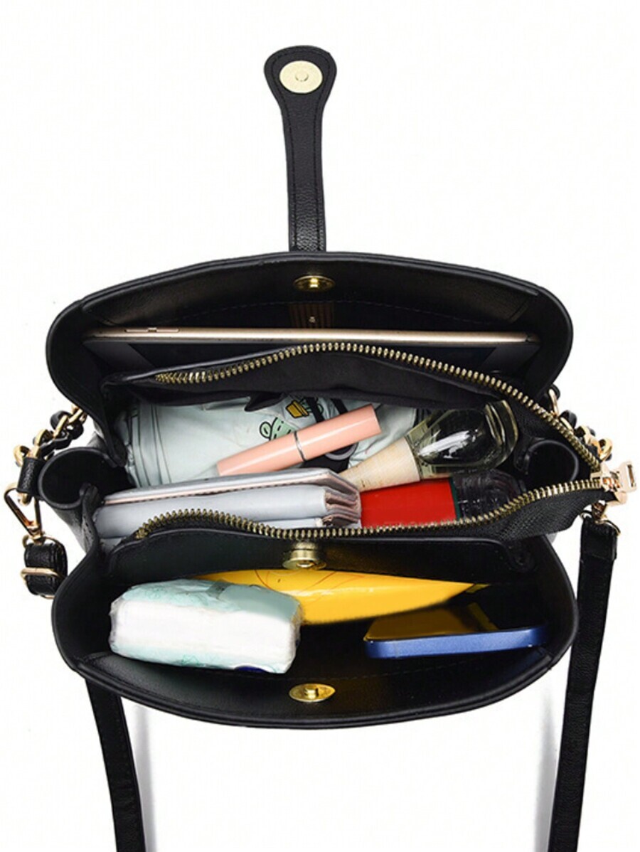 レディース バッグ ショルダーバッグ 女性用単色ハンドバッグ、チェーン付きクロスボディバッグ、防犯ショルダーバッグ、女性用レザー_画像3