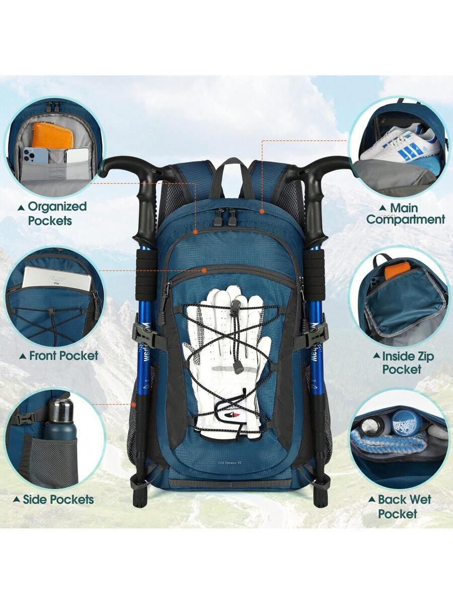 メンズ バッグ バックパック 40 登山用バックパック、防水＆耐撕性のあるナイロン製キャンプ用バッグ、軽量＆折りたたみ式でアウトド_画像4