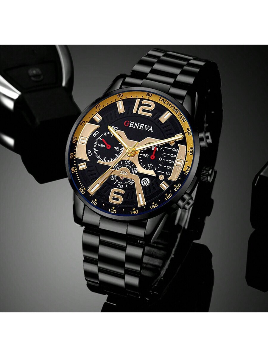 腕時計 メンズ セット ビジネス用 ローマ数字 メンズ腕時計 3つ目のカレンダーウォッチ 2本セット_画像1