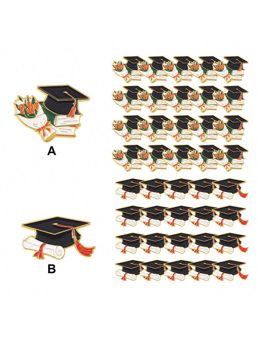 メンズ アクセサリー ブローチ 20個単位　畢業式ギフト　メタル製記念バッジ　博士帽　試験合格　祝福　創造的な合金製ブローチピン　_画像1