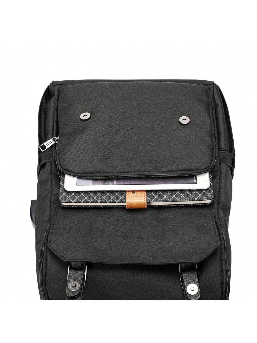 メンズ バッグ バックパック レトロなバックパック 旅行用ラップトップバッグ、充電ポート付き、男女兼用、大学生にぴったり、15.6_画像4