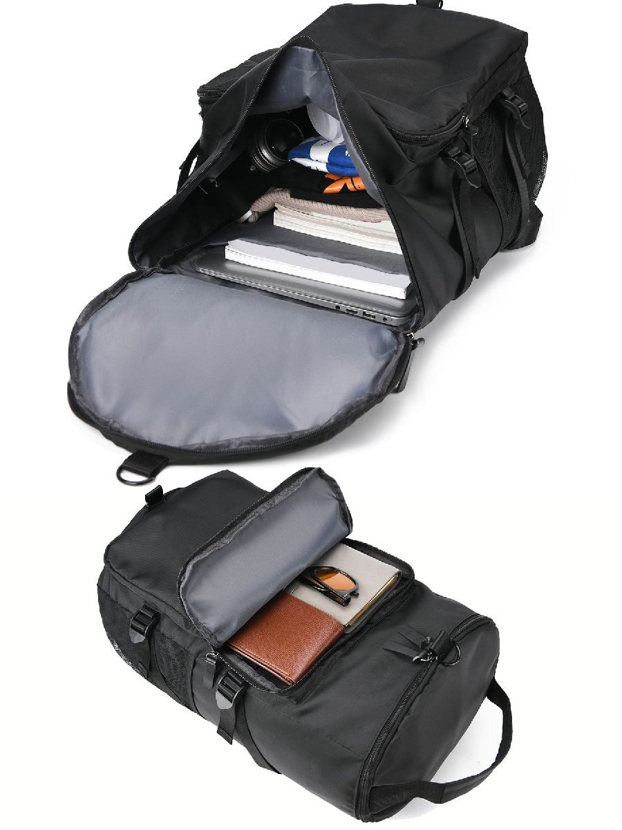 メンズ バッグ バックパック 1個 新しい無地のバックパック、大容量、カジュアルで多機能な旅行用アウトドアリュックサック、防水、ク_画像4