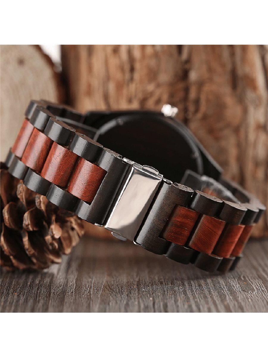 腕時計 メンズ クォーツ 木製腕時計 クラシックスタイル 日本製ムーブメント 男女兼用 ベルト調整ツール付き_画像3