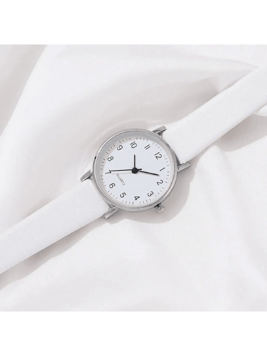 腕時計 レディース セット 女性用レザーシンプルな腕時計ファッションビジネス合金ペンダントネックレス、ピアス、ブレスレット、リング_画像3