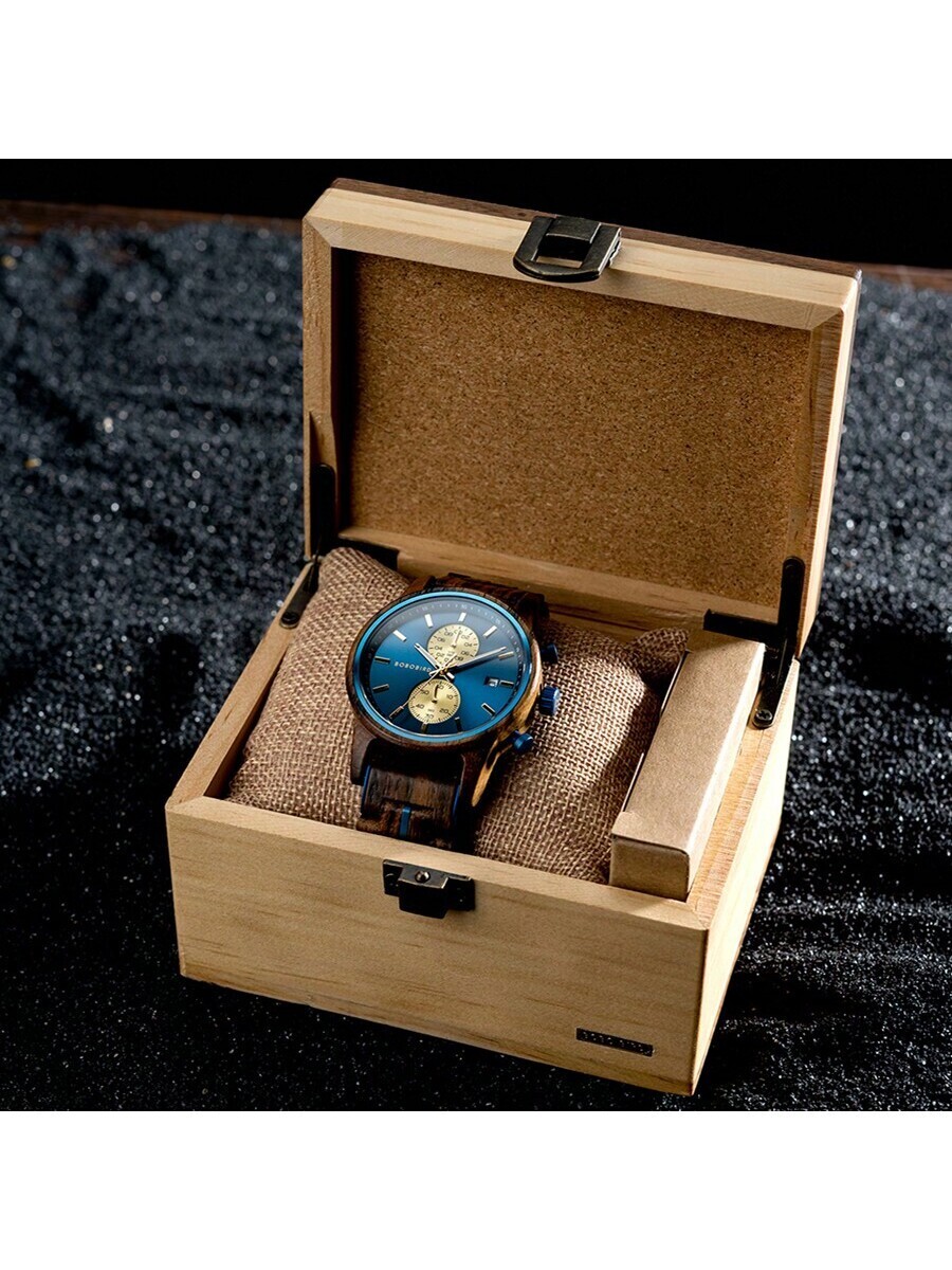 腕時計 メンズ クォーツ メンズ腕時計高級腕時計木製ストップウォッチ日付クロノグラフ腕時計男性腕時計_画像4
