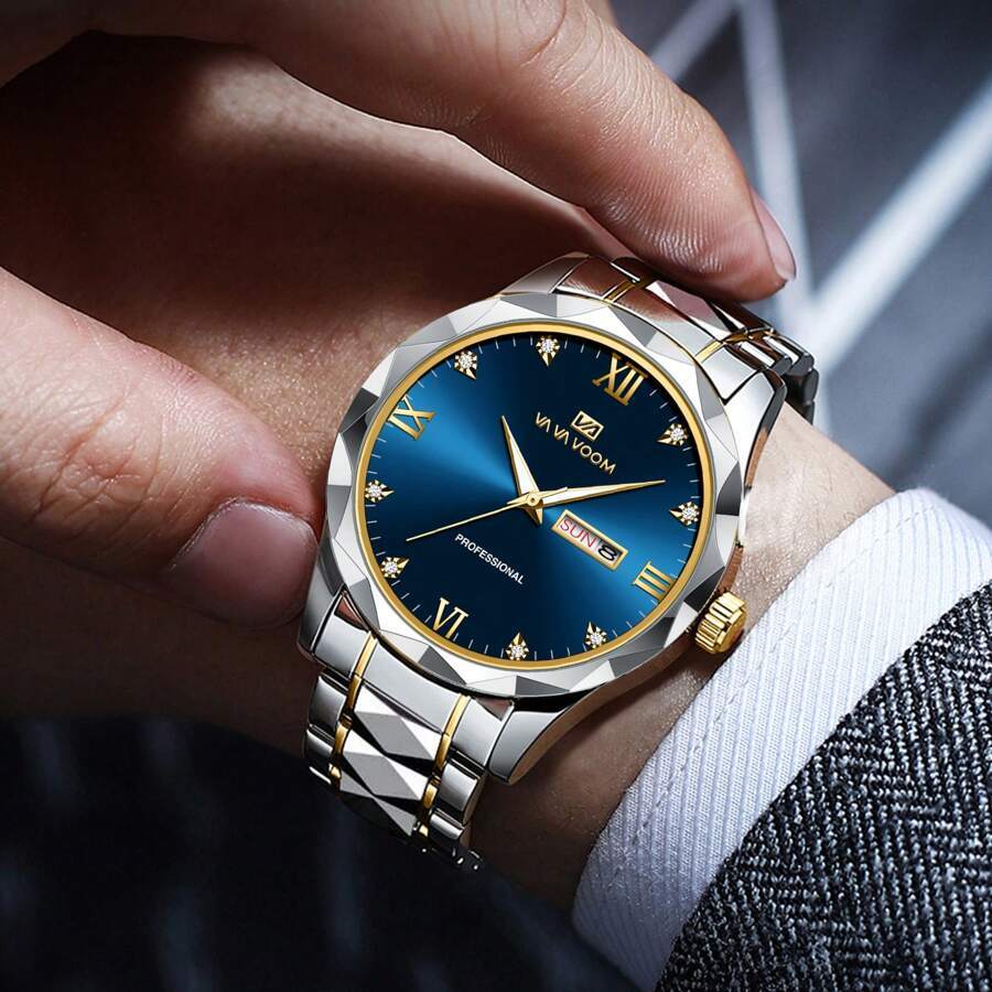 腕時計 メンズ クォーツ ラグジュアリー メンズ 時計 2023 最新の ファッション ステンレス鋼 ビジネス 時計 付き_画像1