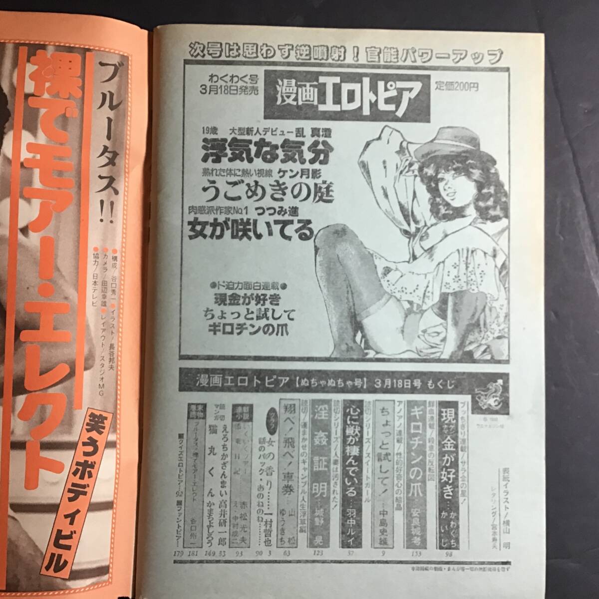 漫画エロトピア 1982.3.18 かわぐちかいじ 中島史緒 安良城考 羽中ルイ 城野晃 山松ゆうきち セクシーグラビア_画像2