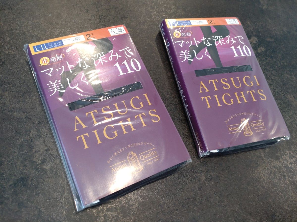 アツギ ATSUGI TIGHTS 黒タイツ 110デニール L-LL 2セット