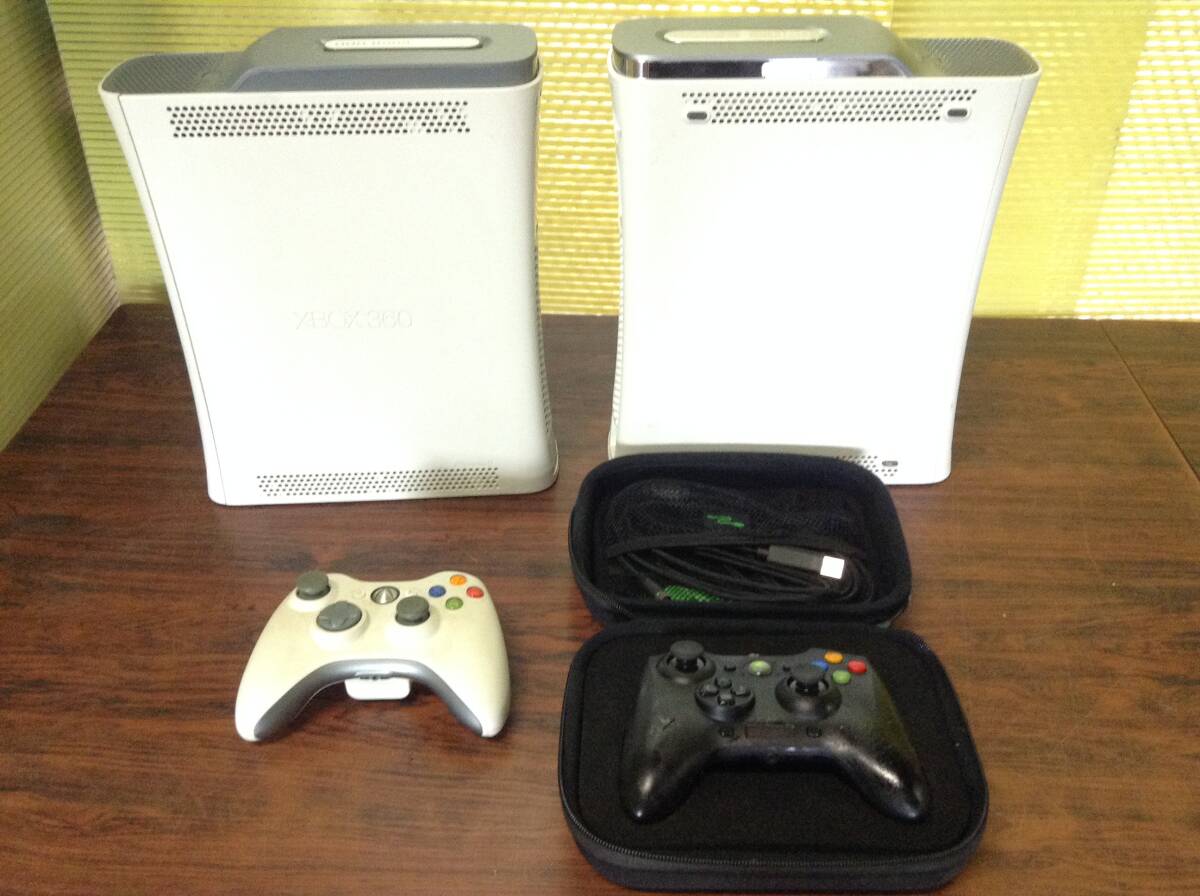 Microsoft Xbox360 Xbox 2consoles 2controllers tested マイクロソフト Xbox360 本体2台 コントローラ2台 動作確認済D787T_画像1