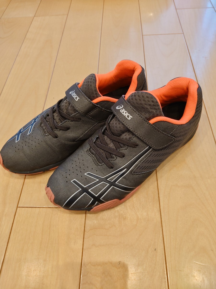 asics Asics Junior спортивные туфли Laser beam gray × orange 25 см текстильная застёжка липучка 