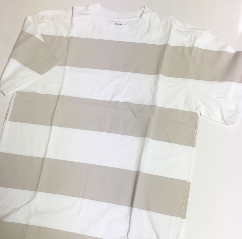 SEQUEL プリント ボーダー Tシャツ XL BEIGE 新品 シークエル PRINT BORDER TEE ベージュ ホワイト らWHITE 白 茶 border 半袖 藤原ヒロシ_画像2