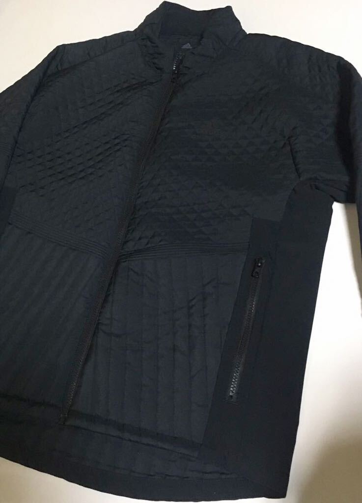 adidas Golf キルティング ジップ ジャケット O ブラック アディダス ゴルフ quilting zip JACKET BLOUSON BLACK 黒 長袖 ジップアップ _画像3