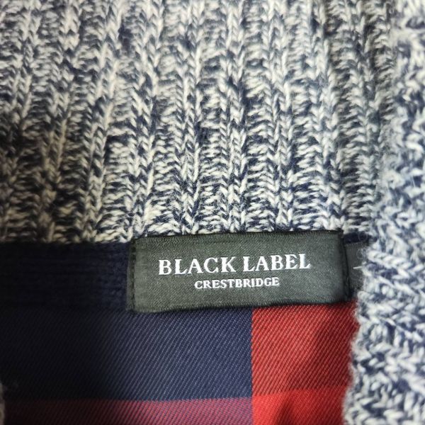 ブラックレーベルクレストブリッジ BLACKLABEL CRESTBRIDGE ショールカラー ニット ブルー L 羊毛 ナイロン チェックの画像6