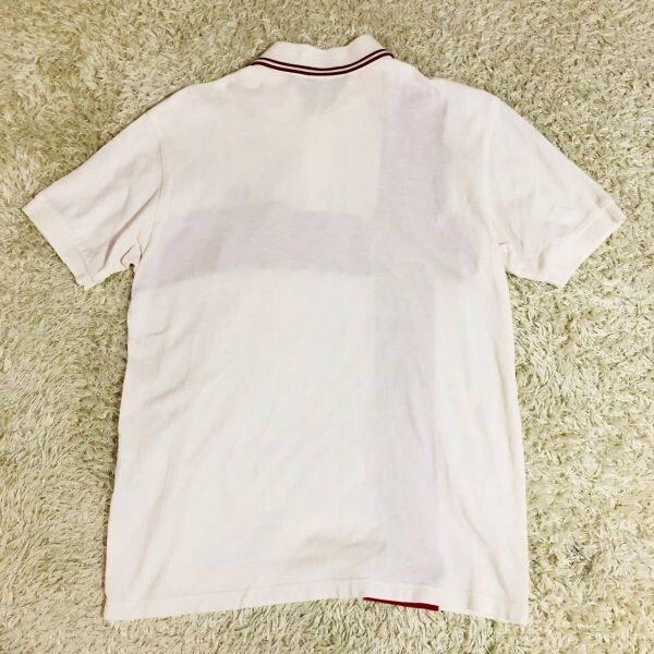 フレッドペリー　Fred Perry　ポロシャツ　半袖　ホワイト　L　コットン　綿　カットソー　ワンポイントロゴ　赤　白　メンズ_画像8