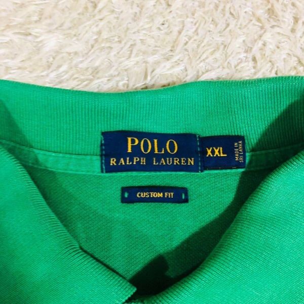 ポロラルフローレン　POLO RALPH LAUREN　ポロシャツ　半袖　グリーン　XXL　コットン　綿　カットソー　ビッグロゴ　ワッペン　メンズ_画像5