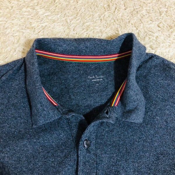 ポールスミス　Paul Smith　ポロシャツ　半袖　グレー　XL　コットン　綿　カットソー　マルチストライプ　パイル生地　メンズ_画像5