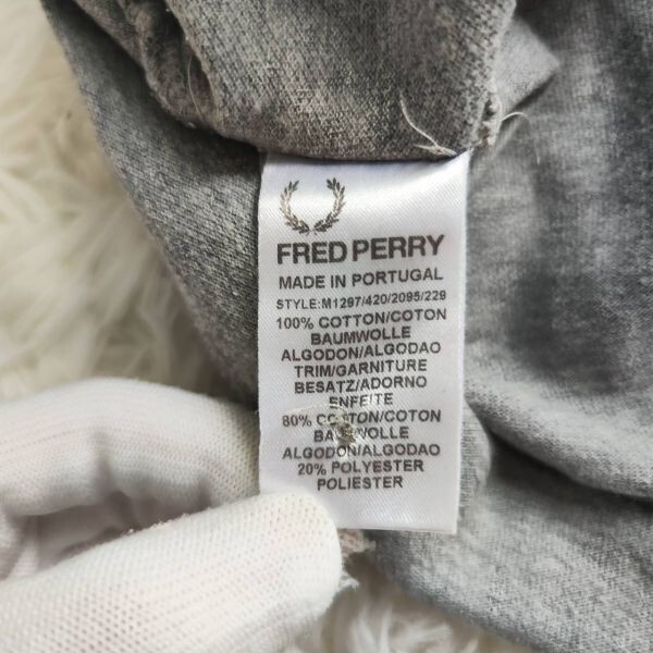 フレッドペリー　Fred Perry　ポロシャツ　グレー　S　ワンポイントロゴ　コットン　綿　春夏_画像7