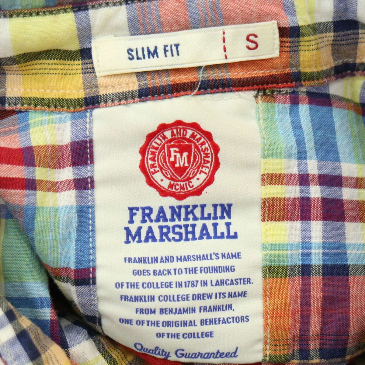 Franklin & Marshall Frank Lynn & Marshall spring summer SLIM FIT* short sleeves Work check shirt Sz.S men's A4T04939_5#A