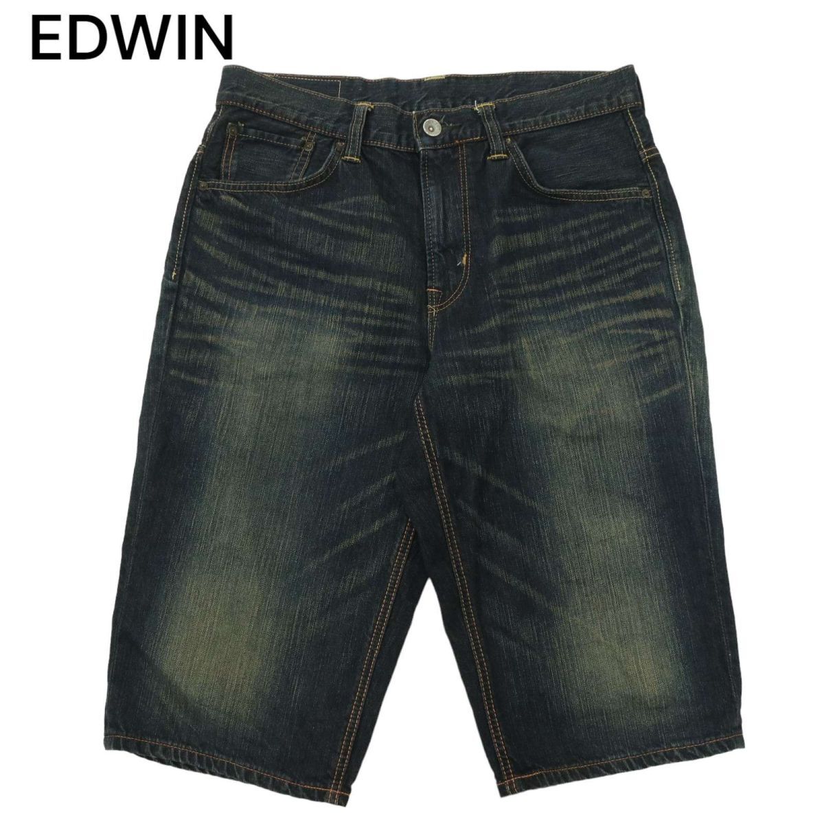 EDWIN エドウィン 春夏 KS0012 USED加工★ デニム ハーフ ショート パンツ ジーンズ Sz.32　メンズ　A4B02300_5#P_画像2