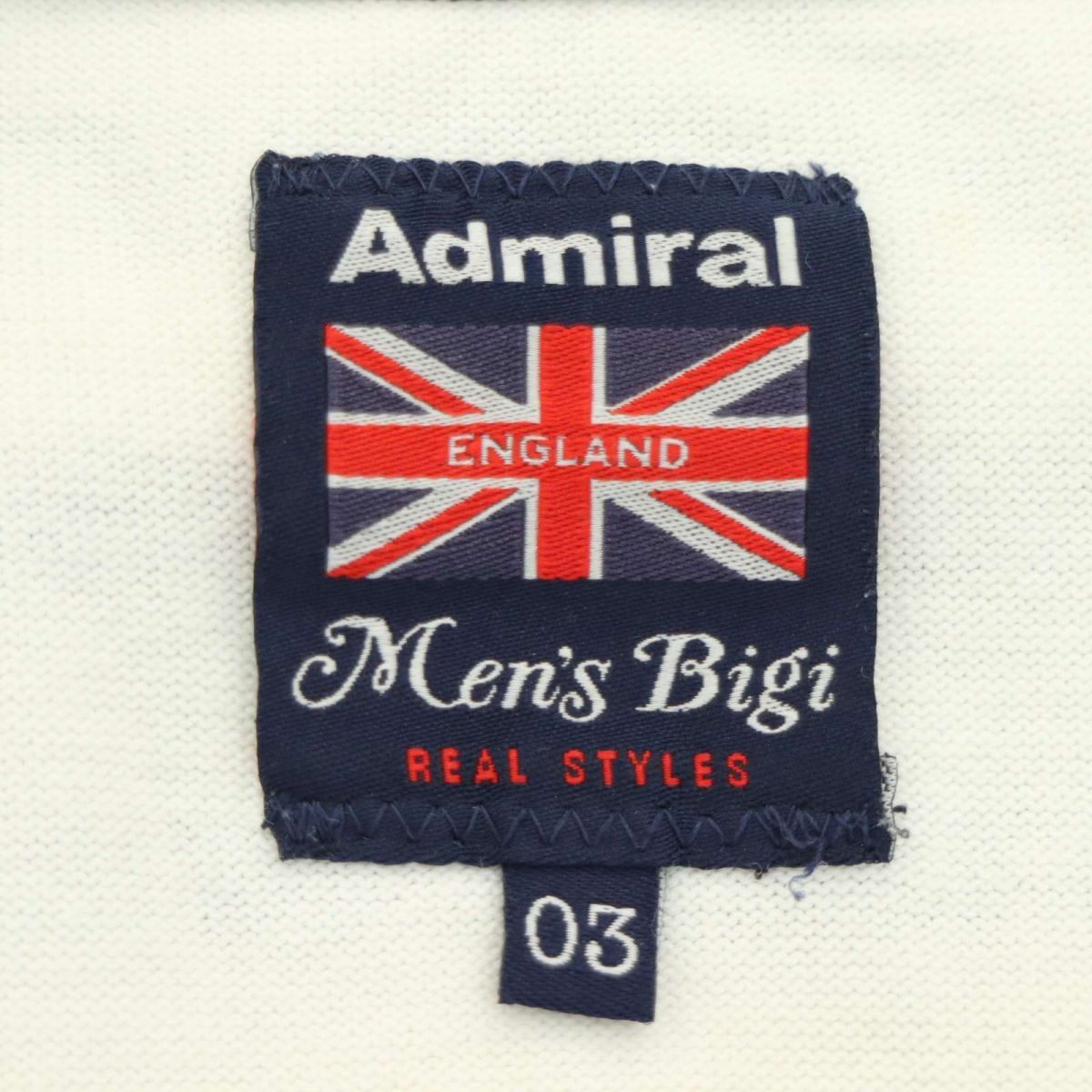 Admiral × Men's Bigi アドミラル メンズビギ ユニオンジャック★ ロゴ ボーダー 7分袖 カットソー Tシャツ Sz.3　メンズ　A4T04976_5#D_画像6