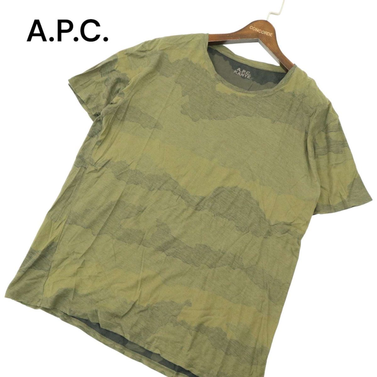 A.P.C. KANYE アーペーセー Kanye West カニエウエスト★ カモフラ 迷彩 総柄 半袖 カットソー Tシャツ Sz.S　メンズ APC　A4T04916_5#D_画像1