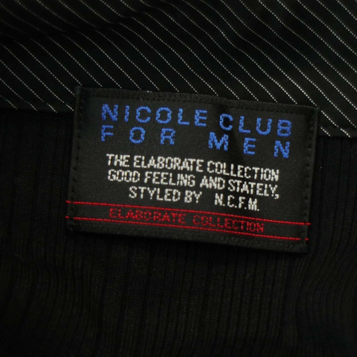 NICOLE CLUB FOR MEN ニコルクラブ フォーメン 春夏 襟ワイヤー★ スタンドカラー リブ 半袖 ポロシャツ Sz.50　メンズ 黒　A4T05291_5#A_画像5